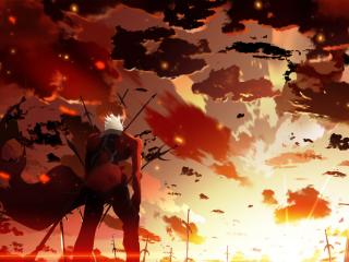 fate stay night, archer, sunset wallpaper