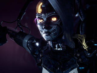 Female Robot X Chiptos HD Cyberpunk Lab wallpaper
