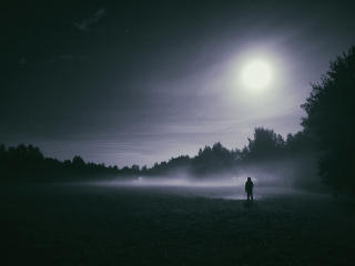 Foggy night Moon wallpaper