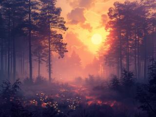 Forest Enchanting HD Sunset wallpaper