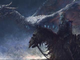 Game Of Thrones 7 White Walker And Ice Dragon Art wallpaper