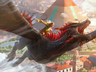 Game Of Thrones Flying with Dragon Art wallpaper