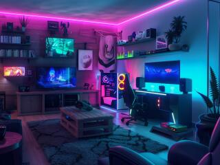 Gaming Room Neon HD Gamer's Paradise wallpaper