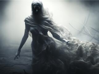 Ghost AI Art Called Eerie at Nightfall wallpaper