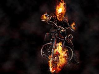 ghost rider, motorcycle, fire wallpaper