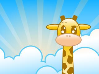 giraffe, clouds, lines Wallpaper