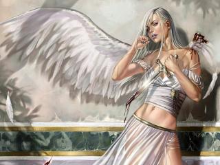 girl, angel, wing Wallpaper