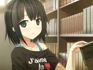 girl, anime, books wallpaper