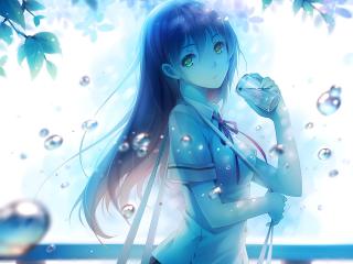 girl, anime, glass wallpaper