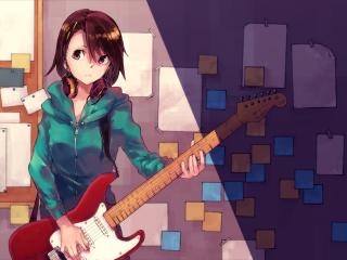 girl, anime, guitar wallpaper
