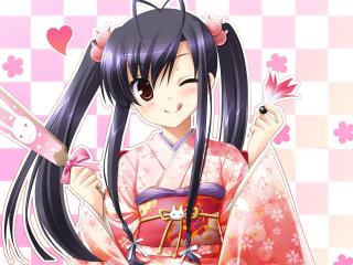 girl, anime, kimonos wallpaper