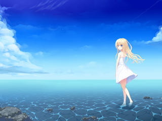 girl, anime, sea wallpaper