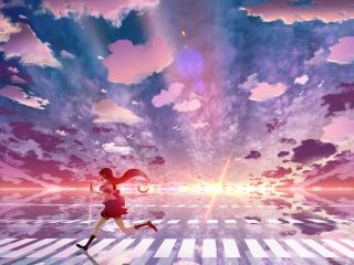 girl, anime, sky wallpaper