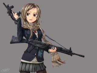 girl, anime, weapons wallpaper