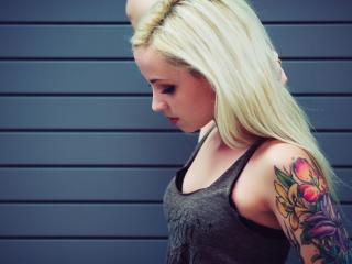 girl, blonde, tattoo Wallpaper