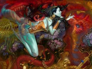 girl, bottom, mermaid wallpaper