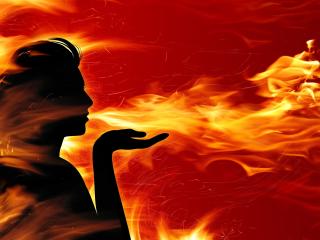 girl, fire, flame wallpaper