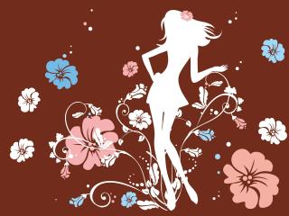 girl, flowers, silhouette wallpaper