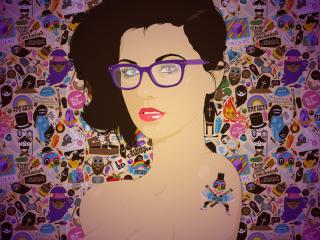 girl, glasses, face wallpaper