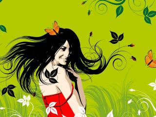 girl, hair, wind wallpaper