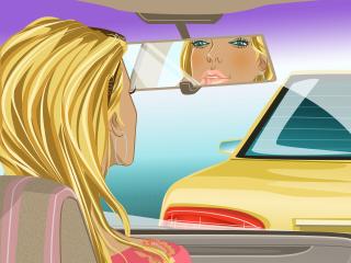 girl, mirror, car Wallpaper