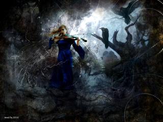 girl, music, violin Wallpaper