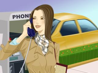 girl, phone, talking Wallpaper