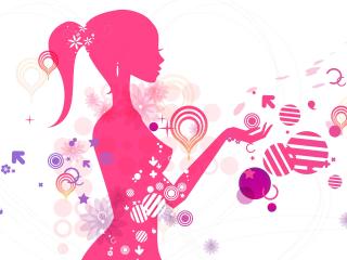 girl, silhouette, pink wallpaper
