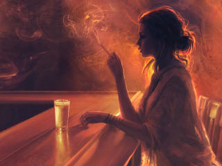 Girl Smoking Artwork wallpaper