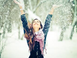 girl, snow, mood wallpaper