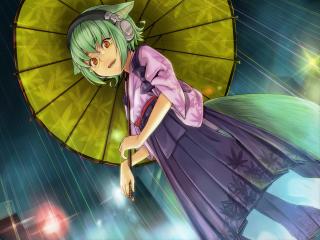 girl, umbrella, kimono wallpaper