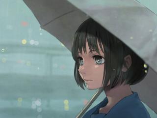 girl, umbrella, rain wallpaper