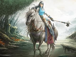 girl, warrior, horse wallpaper