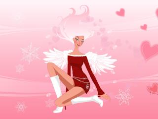girl, wings, dress Wallpaper