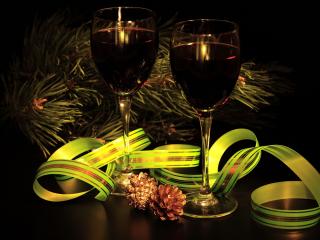 goblets, wine, branch Wallpaper