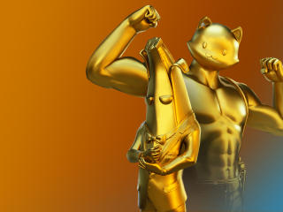 Gold Agent Peely and Meowscles Fortnite Season 12 Skin wallpaper