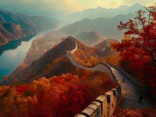 Great Wall of China HD Autumn wallpaper