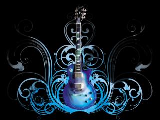 guitar, blue, pattern wallpaper