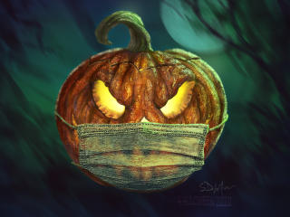 Halloween Jack-O'-Lantern with Mask wallpaper