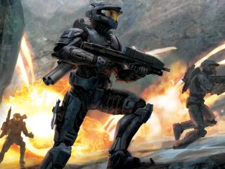 halo, soldiers, fire Wallpaper