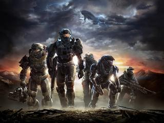 halo, soldiers, sky Wallpaper