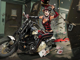 Harley Quinn in Motorcycle wallpaper