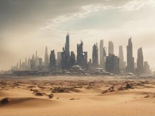 HD Desert Cyberpunk Cityscape wallpaper