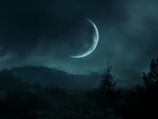 HD Moon Over Dark Mystic Forest wallpaper
