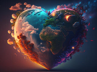 Heart Shaped Earth Illustration wallpaper