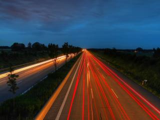 highway, cars, light Wallpaper