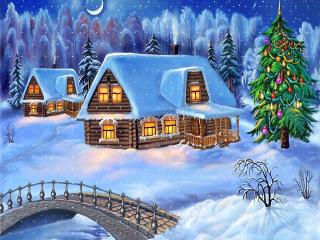 house, fur-tree, snow wallpaper