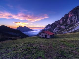 House In The Mountains Sunlight Nature Landscape Wallpaper