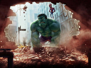 Hulk And Spider Man Art wallpaper
