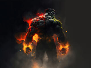 Hulk in Flames 4K Superhero Avengers wallpaper